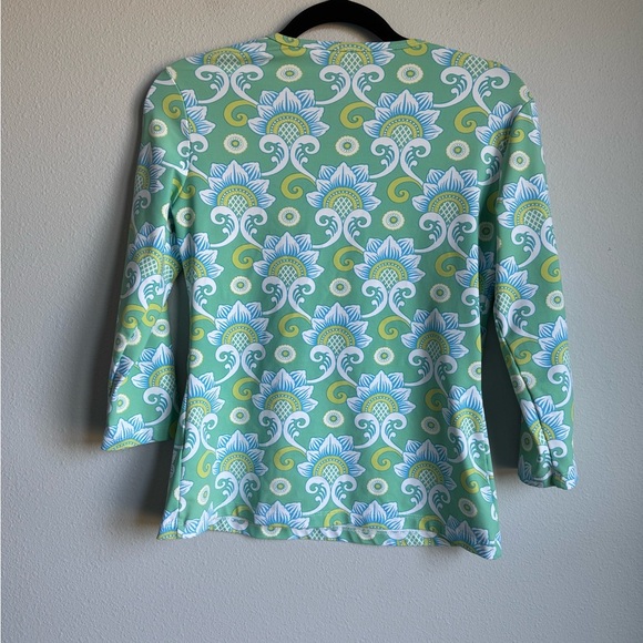 J. McLaughlin Green and Blue Floral Long Sleeve Top - Picture 5 of 6